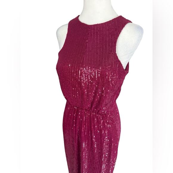 Alamour The Label Gown Dress Wedding Guest Magenta Sequin Glam Formal Prom Sz L - Picture 4 of 16